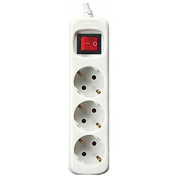 Ellist 3 Tomas-uttag med brytare Silver Electronics 9637 3680W (3 m)