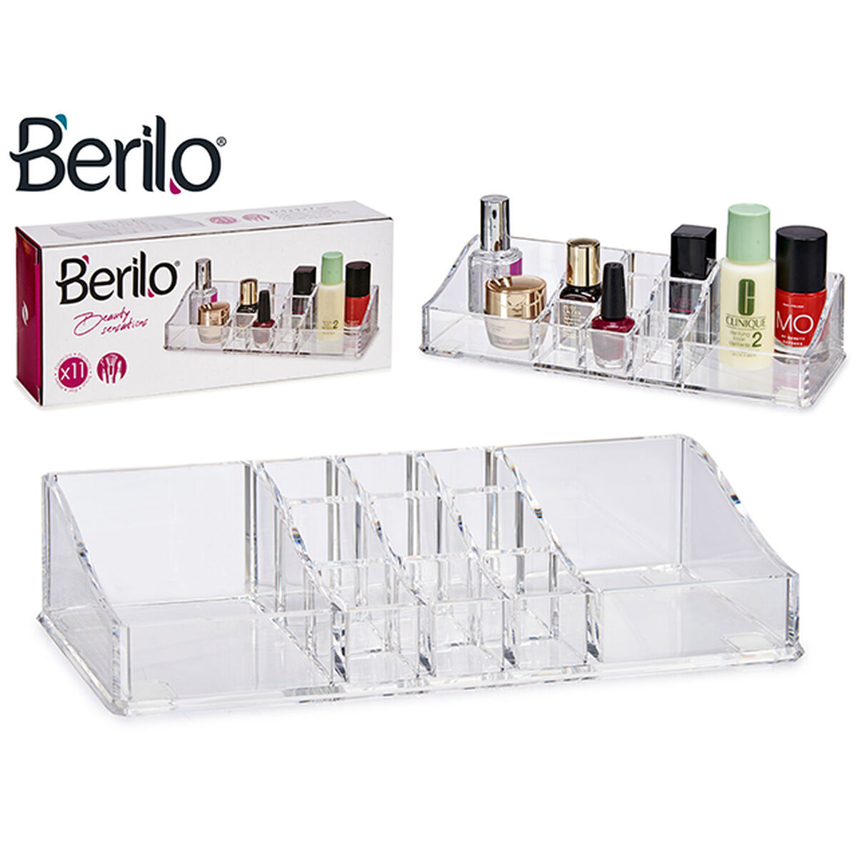 Sminkorganisatören Berilo Transparent 9 x 4,5 x 22,7 cm 9 x 9 x 22,7 cm - 2