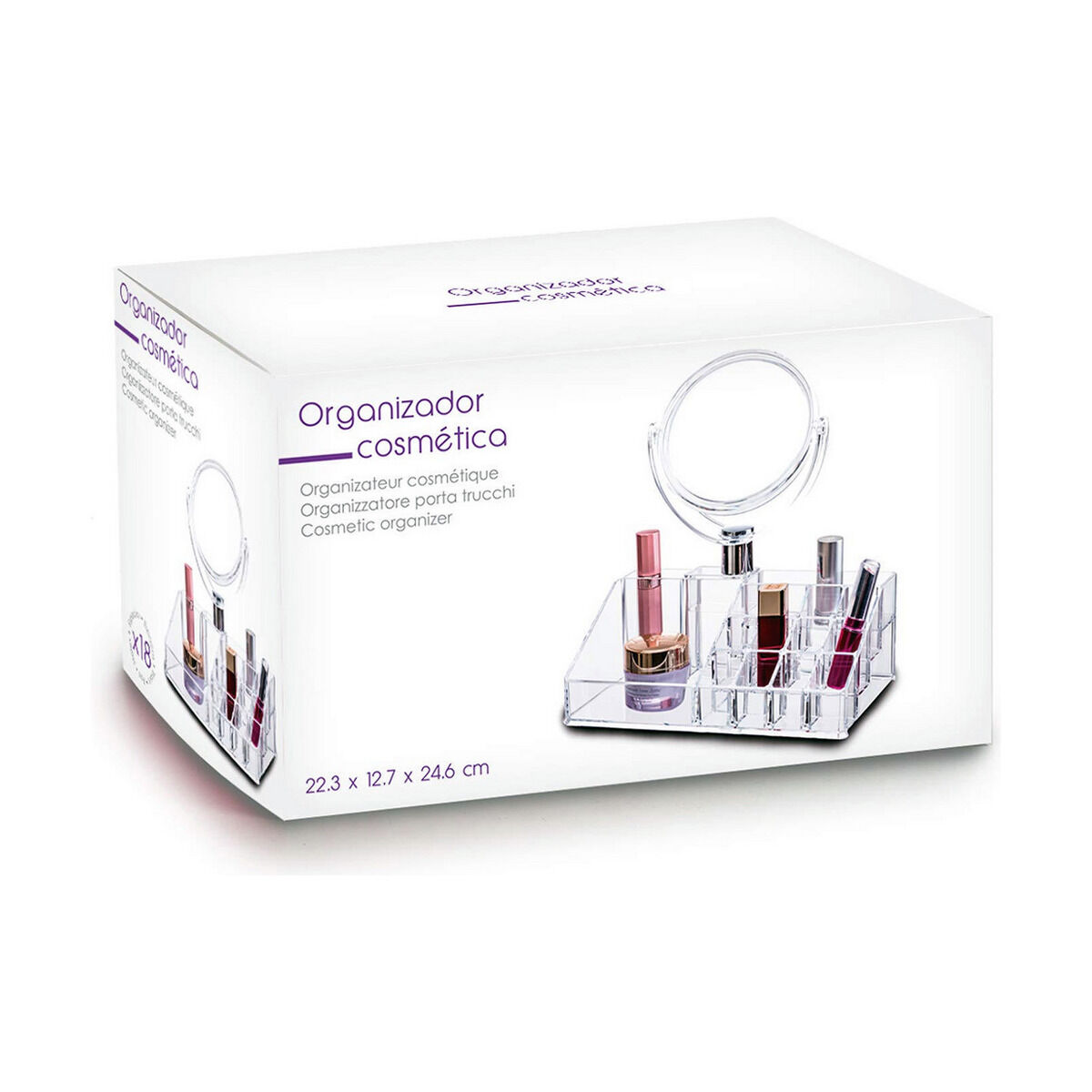 Sminkorganisatören Berilo Transparent Glas 22,3 x 8 x 12,8 cm 22,5 x 8 x 12,5 cm - 2