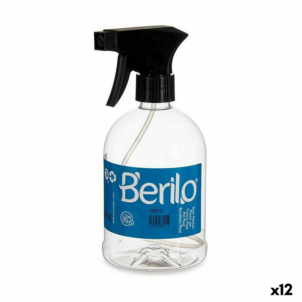 Sprejflaska Berilo Svart Transparent Plast 500 ml (12 antal)