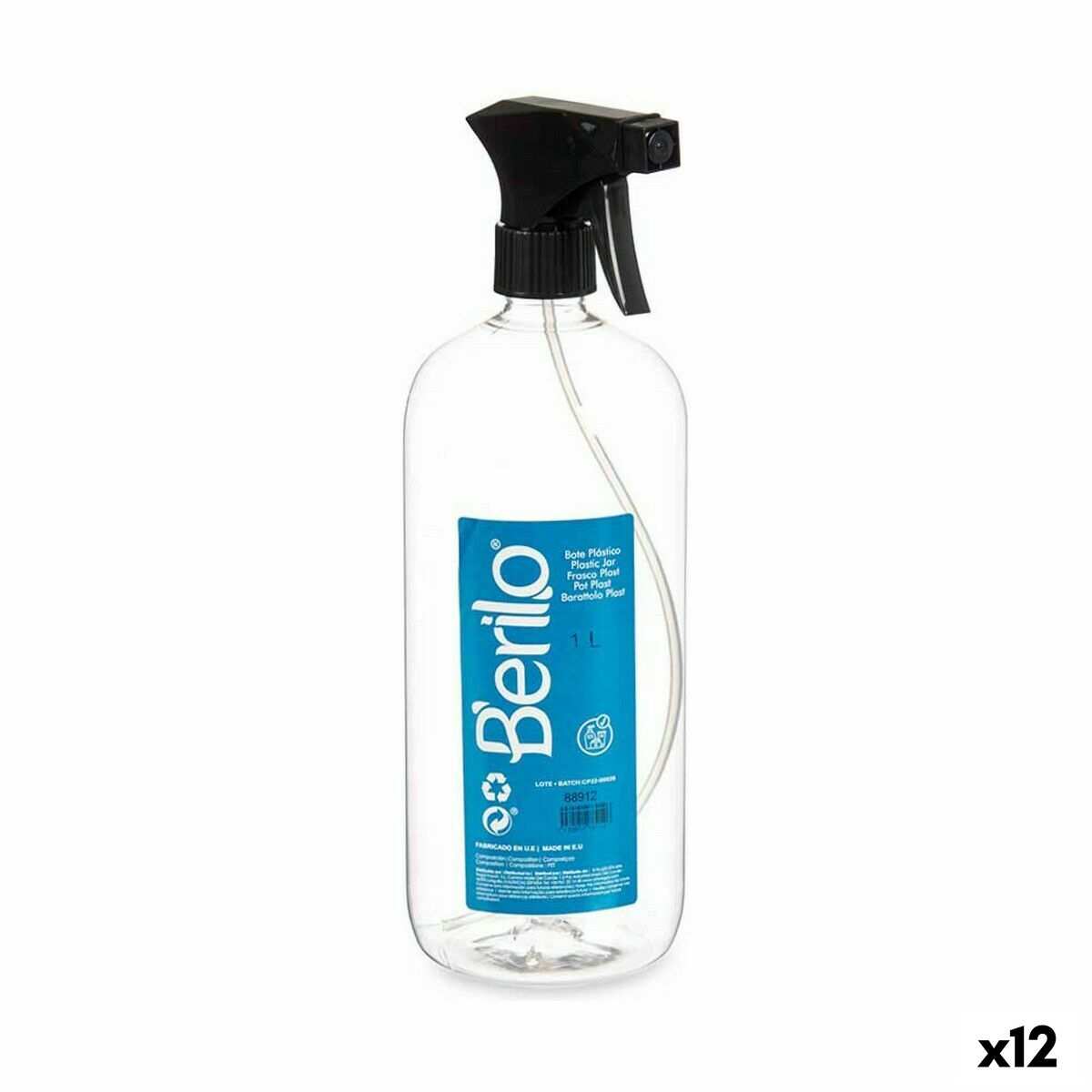 Sprejflaska Berilo Svart Transparent Plast 1 L (12 antal)