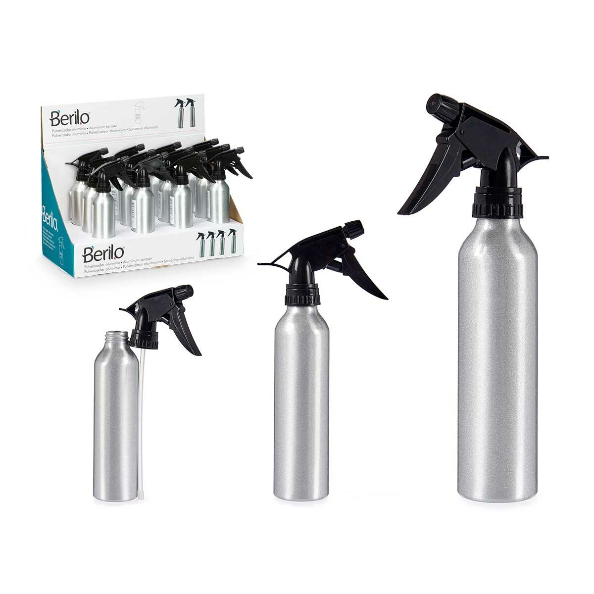 Sprejflaska Berilo Svart Silvrig Aluminium polypropen 300 ml (12 antal) - 2