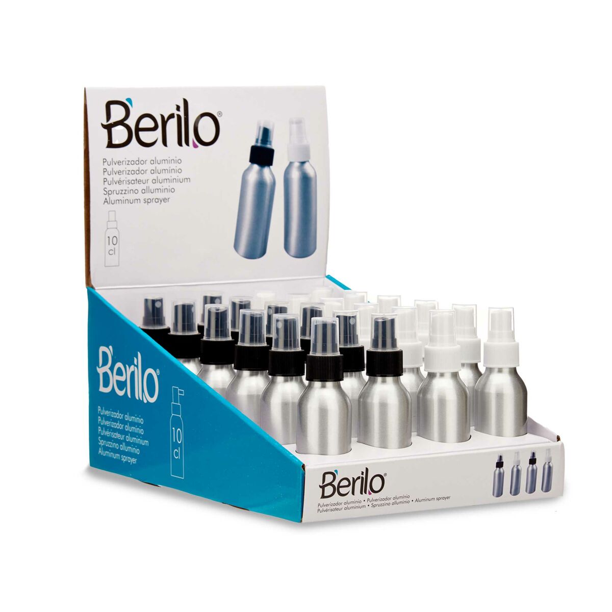 Sprejflaska Berilo Vit Svart Transparent Silvrig Aluminium polypropen 100 ml (24 antal) - 3