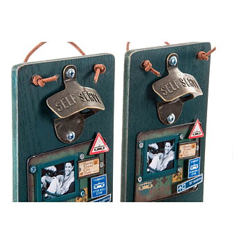 Kapsylöppnare DKD Home Decor Self Serve Trä Metall (2 pcs) (26 x 12 x 9 cm)
