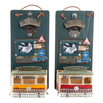 Kapsylöppnare DKD Home Decor Self Serve Trä Metall (2 pcs) (26 x 12 x 9 cm)