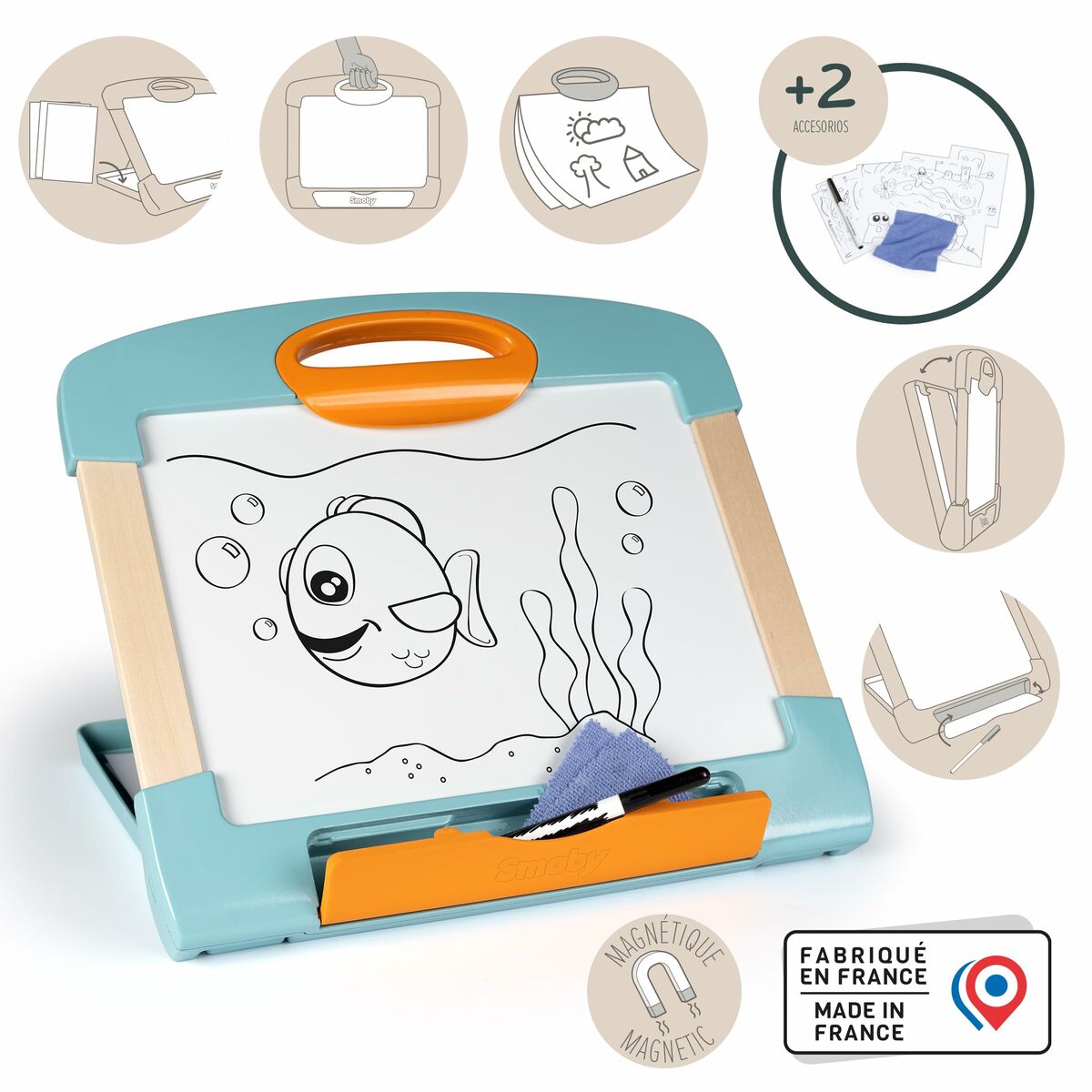 Magisk Svart Tavla Smoby Magnetic modulo slate Vit Trä - 2