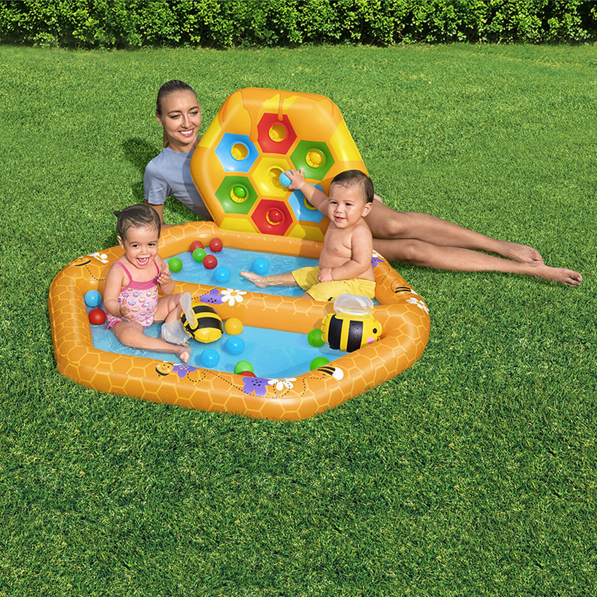 Bestway Uppblåsbar Barnpool Bin med Bollar 127x119x61 cm +12 Månader Trädgård 52639 - 3