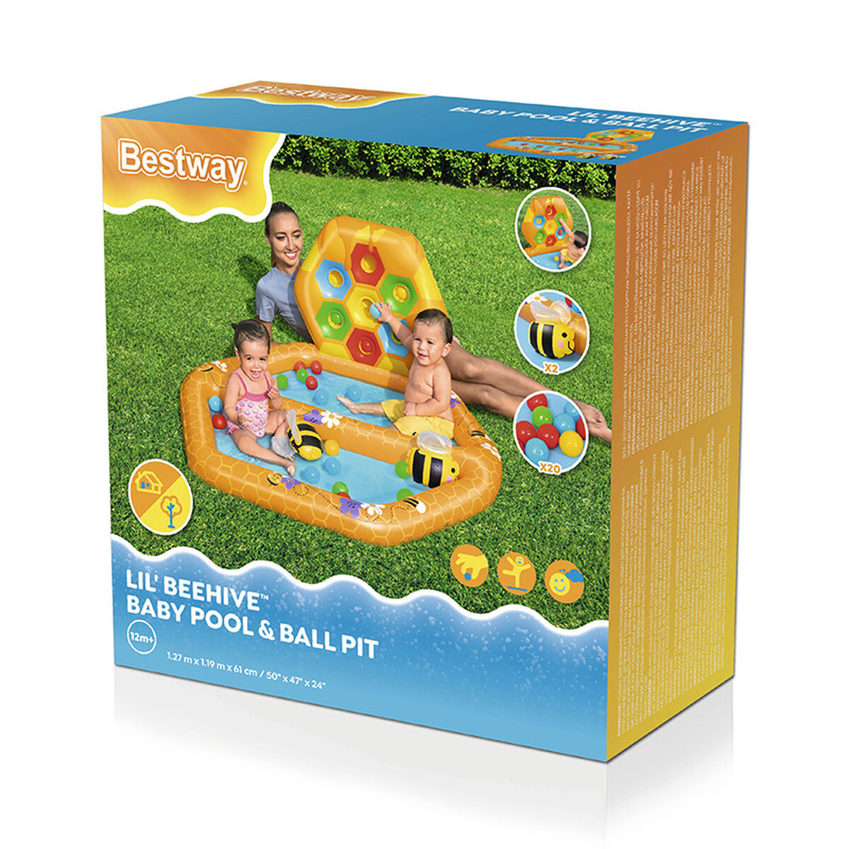 Bestway Uppblåsbar Barnpool Bin med Bollar 127x119x61 cm +12 Månader Trädgård 52639 - 2