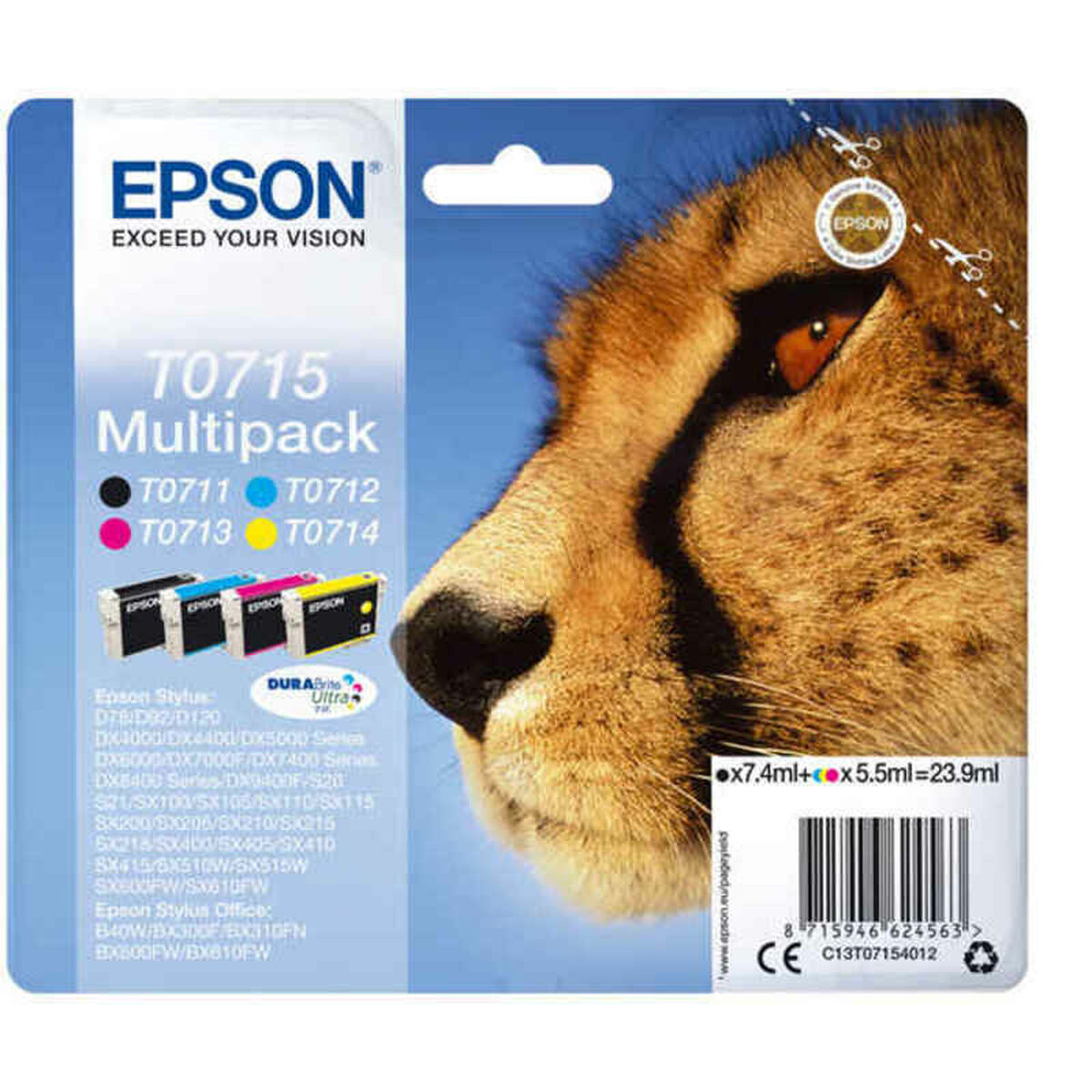 Original Bläckpatron Epson T0715 Multicolour Gul Svart Turkos Magenta