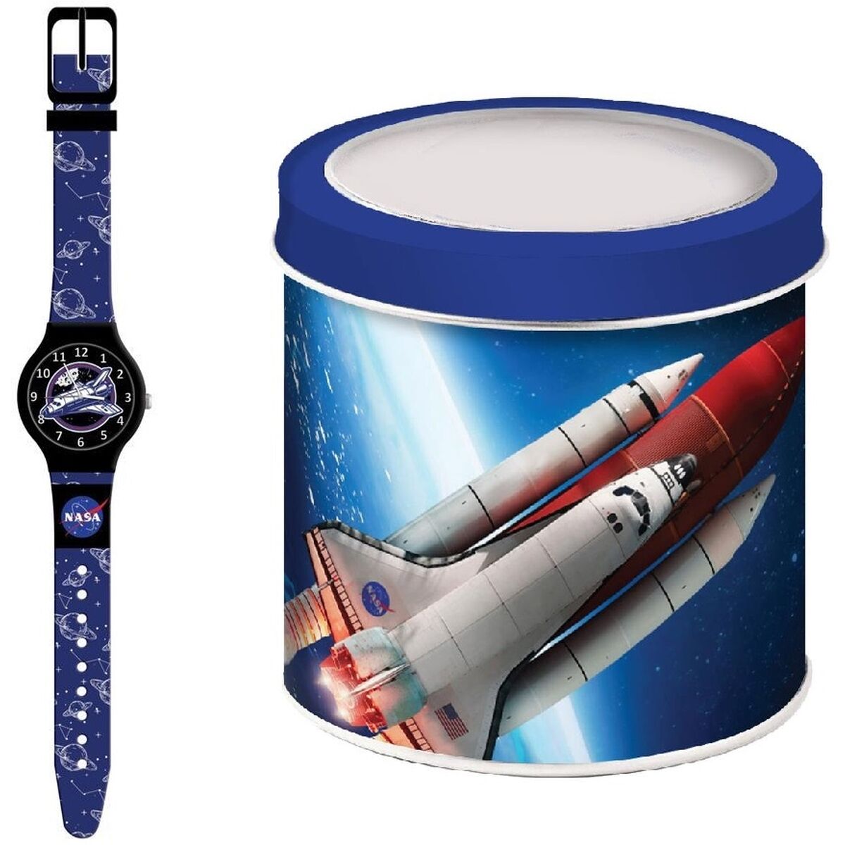 Barnklocka NASA NASA - TIN BOX (Ø 33 mm)