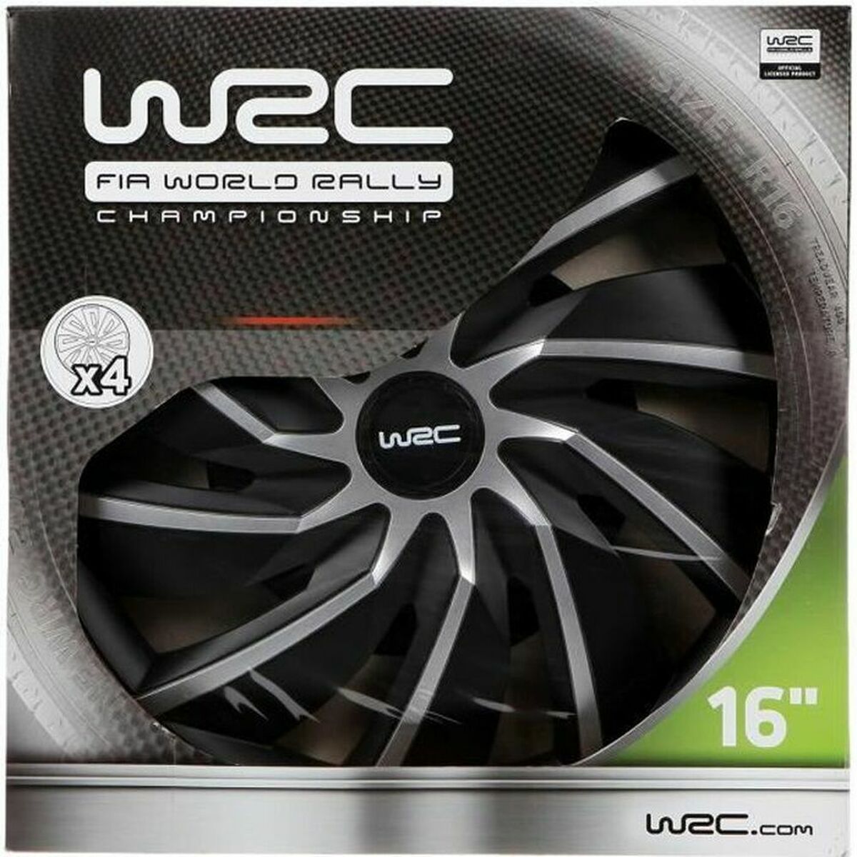 Navkapsel WRC WRC 4 Turbo Grå Silvrig Svart matt 16" 4 Delar