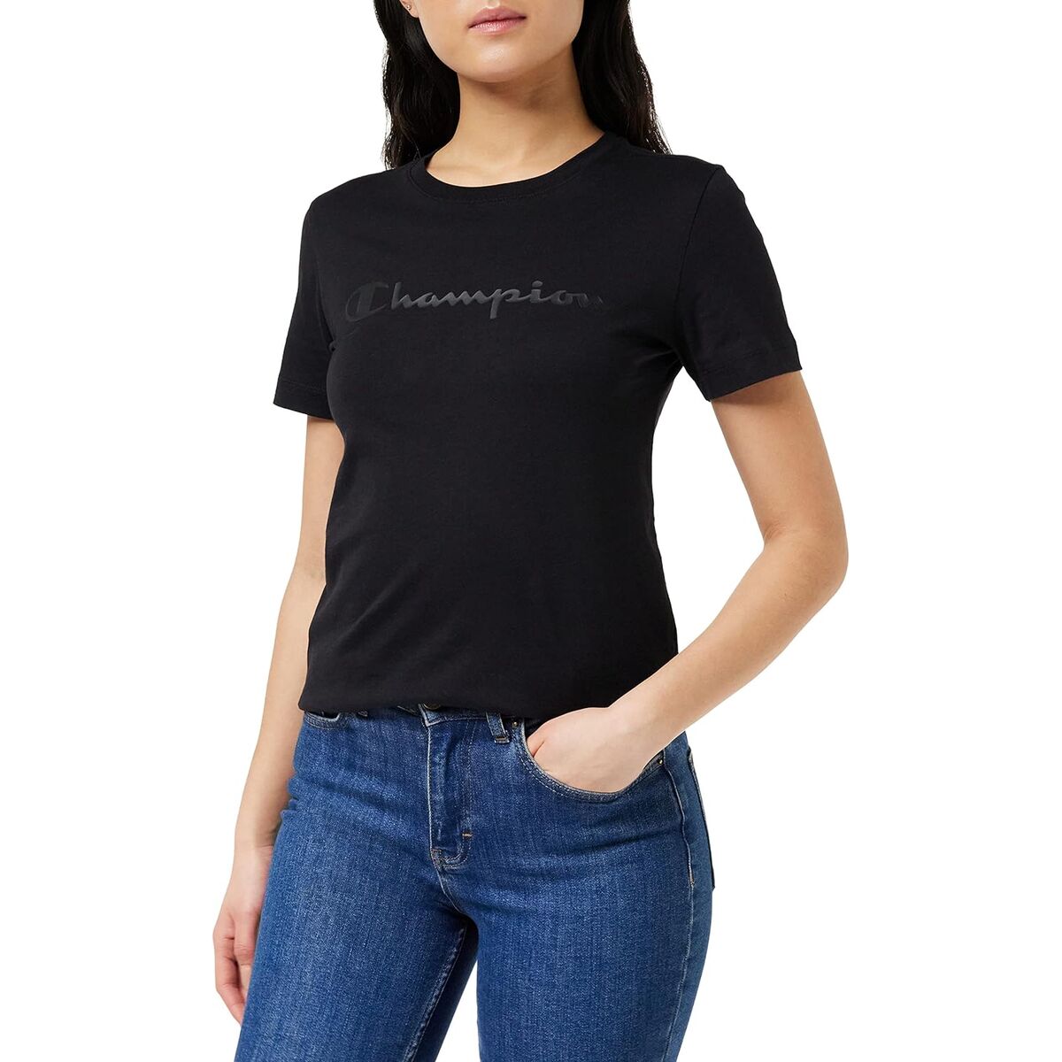 T-shirt med kortärm Dam Champion Svart