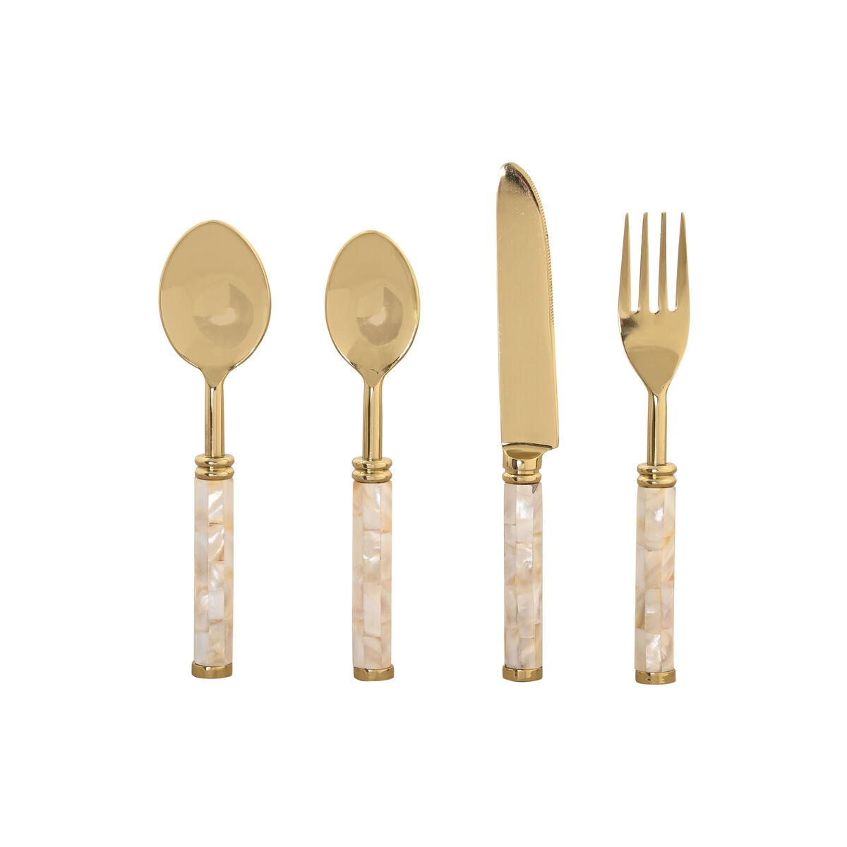 Bestick Home ESPRIT Vit Gyllene Rostfritt stål Pärlemor 4,5 X 2 X 21 CM 16 Delar