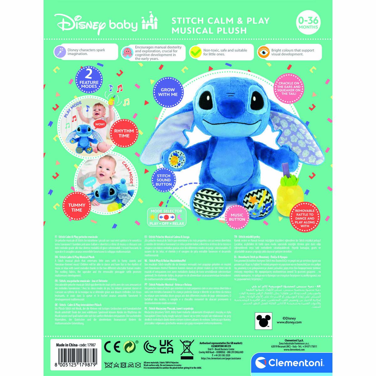 Mjukdjur med ljud Stitch Multicolour (Multicolour) - 2