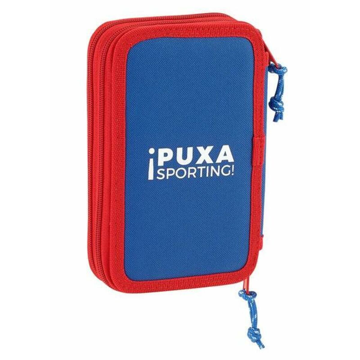 Dubbelt pennfodral Real Sporting de Gijón Vit Röd 12.5 x 19.5 x 4 cm (28 Delar) - 3