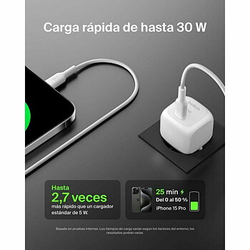 Kabel Lightning Belkin WCA008KQWH Vit 30 W