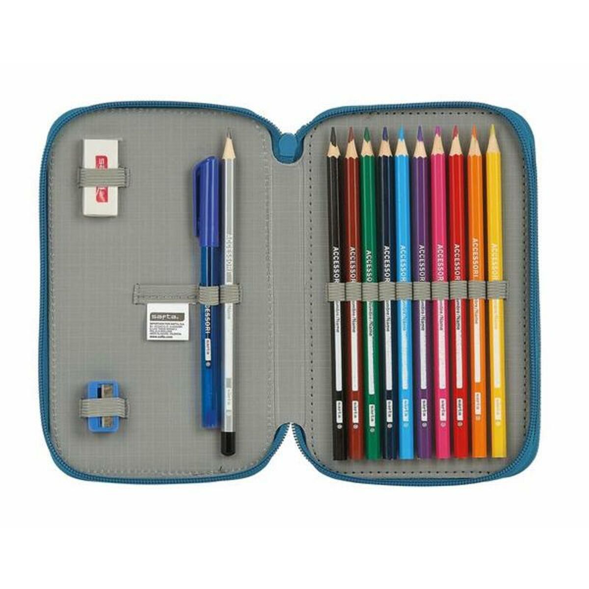 Dubbelt pennfodral BlackFit8 M854 Blå 12.5 x 19.5 x 4 cm (28 Delar) - 3