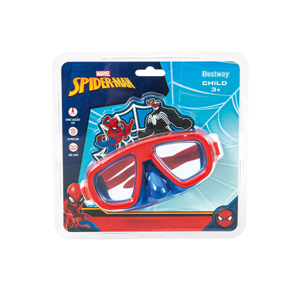 Bestway Spiderman-silikonsnodd barnmask +3 år för strand och pool 98023 - 2