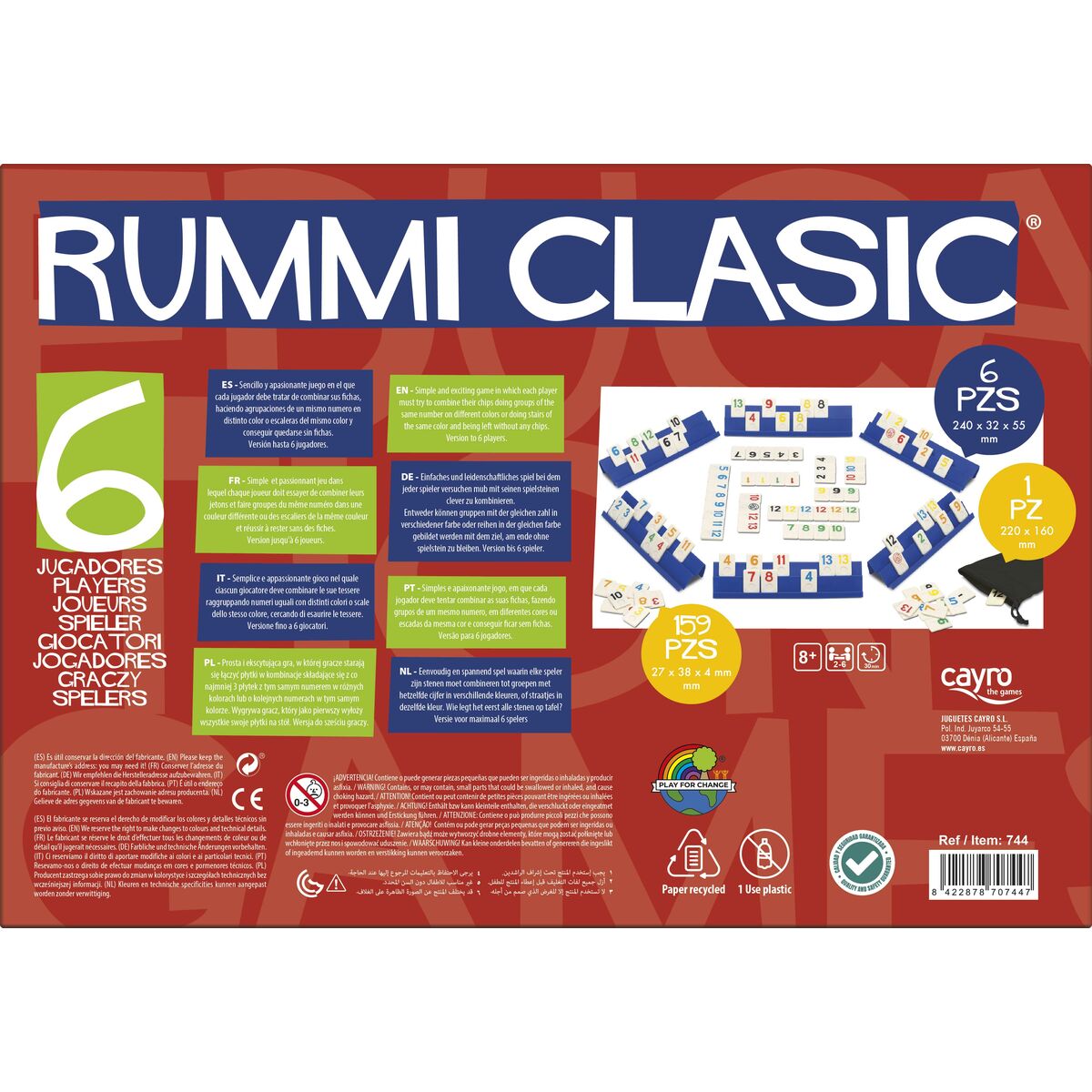 Sällskapsspel Rummi Classic Cayro (ES-PT-EN-FR-IT-DE) (ES-PT-EN-FR-IT-GR) (35 x 26 x 6 cm) - 2