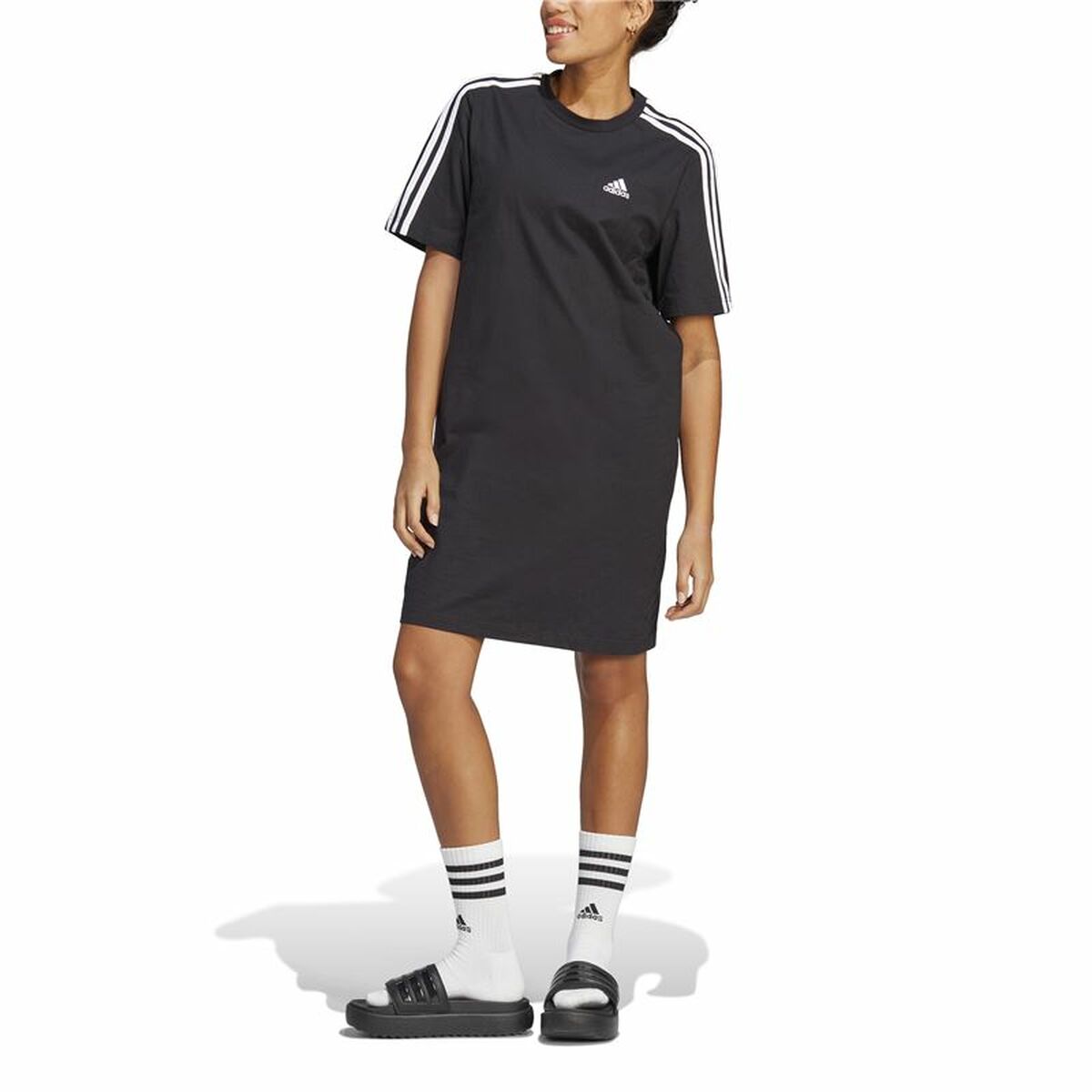 Klänning Adidas 3S Boyfriend Single Svart - 3