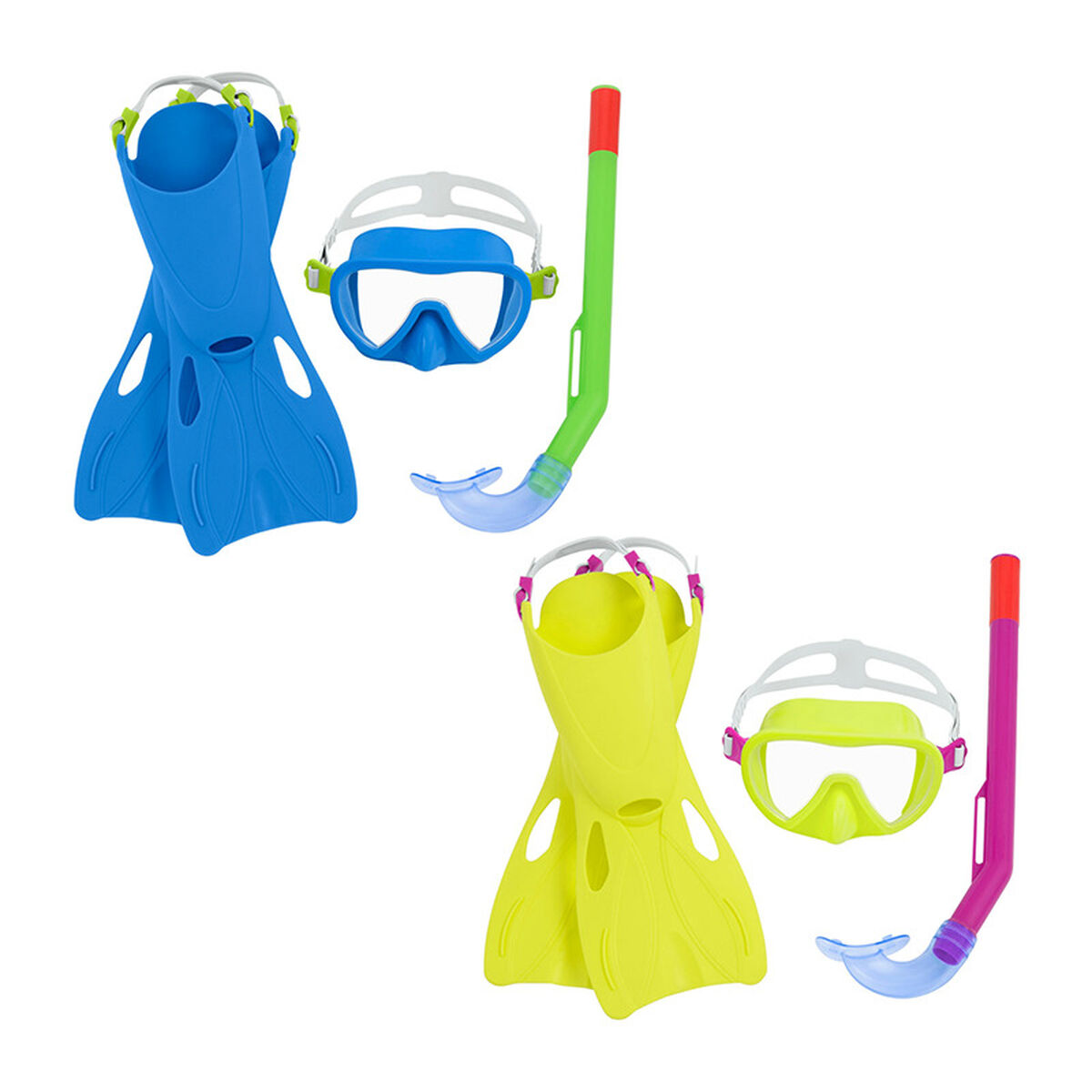 Bestway Junior Snorkel Set Anatomisk Rem Blandade Färger 37-41 +7 År Strand och Pool 25019