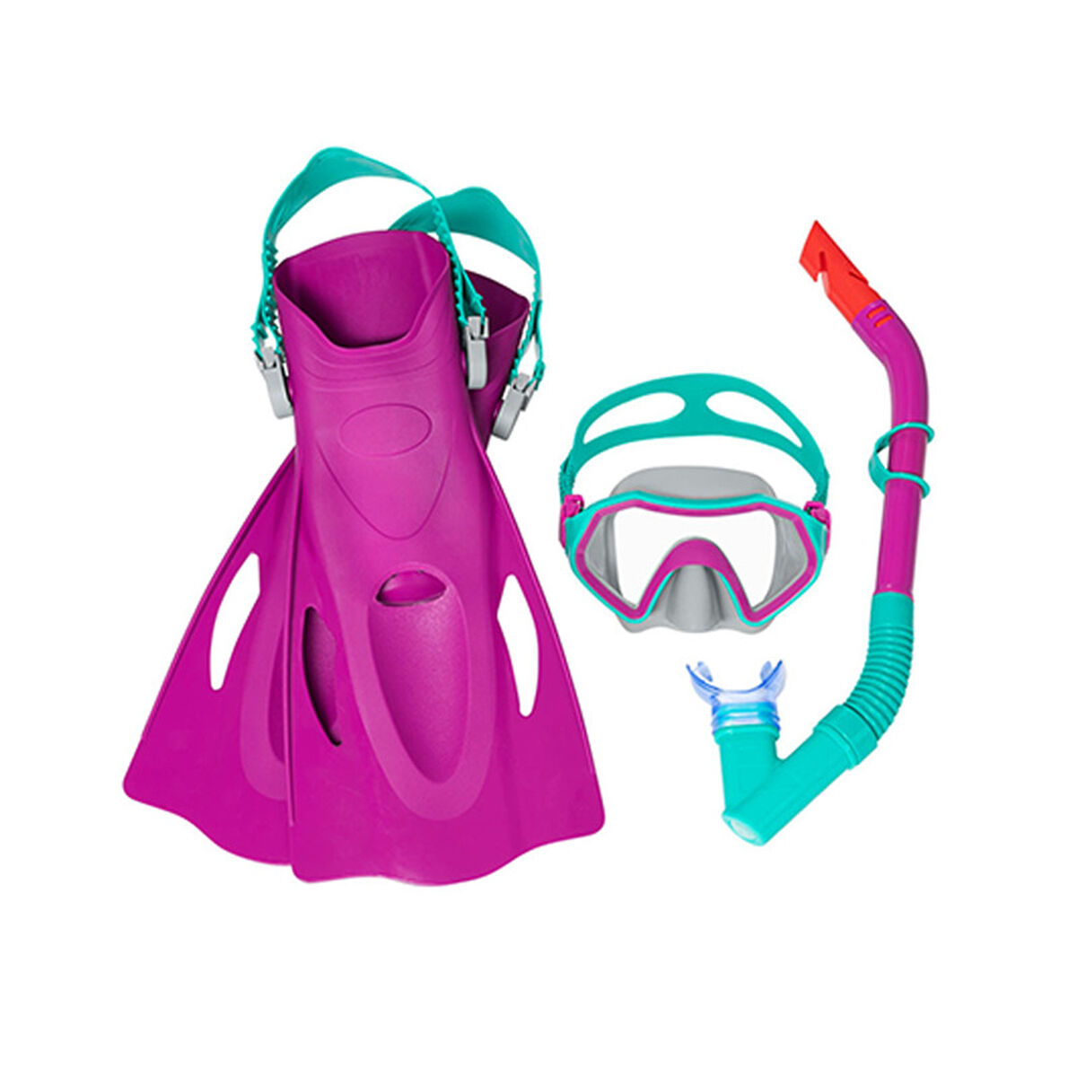 Dykmask med snorkel och simfötter Bestway 37-41 - 2