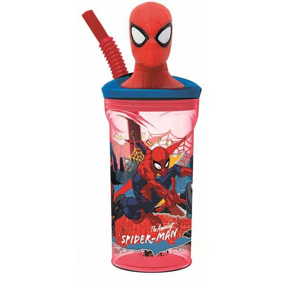 Muggen med Sugrör Spider-Man Moving Target 360 ml 3D