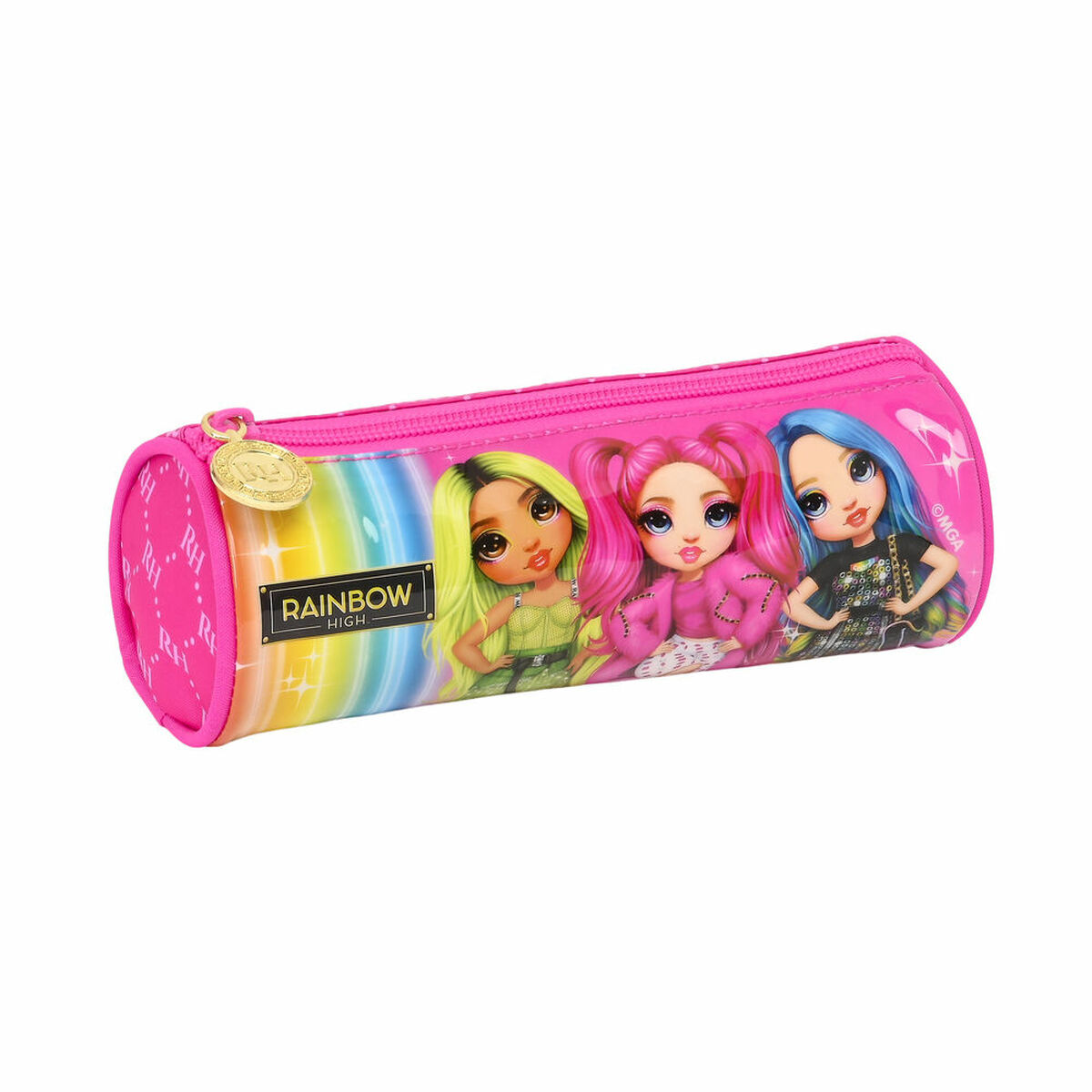 Cylindrisk skolväska Rainbow High Fuchsia (20 x 7 x 7 cm)