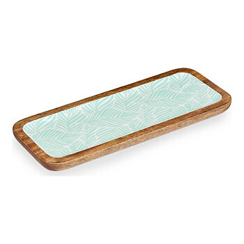 Bordsdekoration Gift Decor Vit Brun Grön Harts Mangoträ 38 x 15 cm Löv av en växt