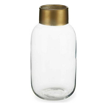 Vas Gift Decor Transparent Gyllene Glas Slät 11,5 x 24 x 11,5 cm