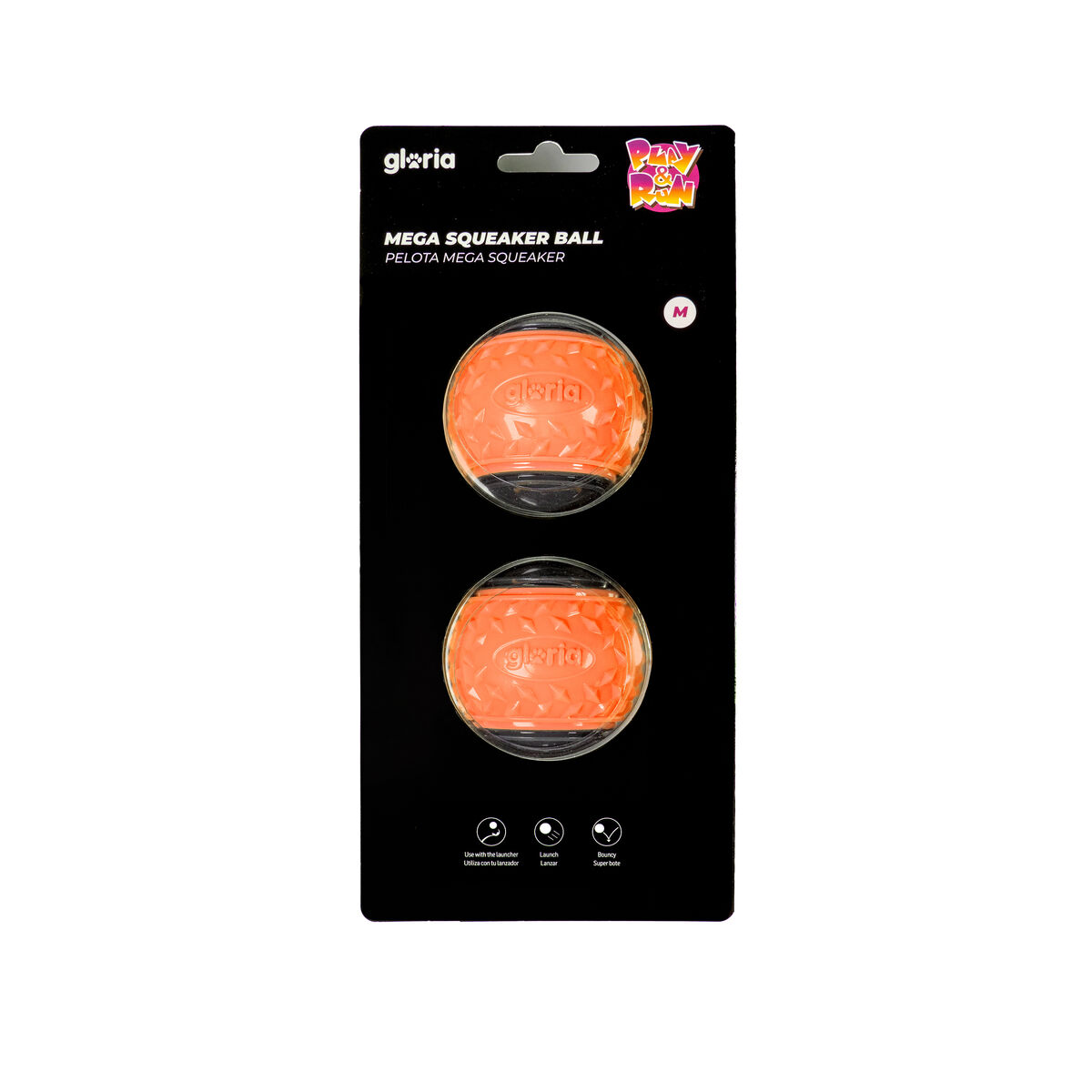Boll till husdjur Gloria PLAY AND RUN Orange TPR M 6,35 cm 2 antal