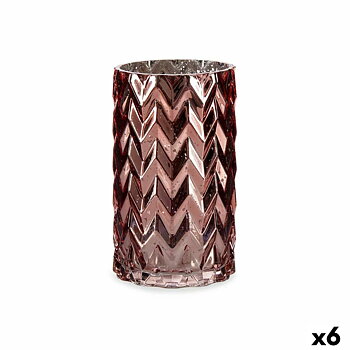 Vas Gift Decor Rosa Glas Ax Gravyr 11,3 x 19,5 x 11,3 cm (6 antal)