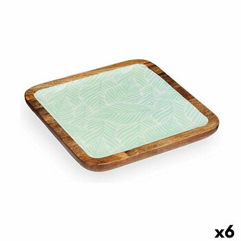 Bordsdekoration Gift Decor Vit Brun Grön Polyester Harts Mangoträ 25 x 25 cm 25,4 x 2,54 x 25,4 cm Löv av en växt (6 antal)