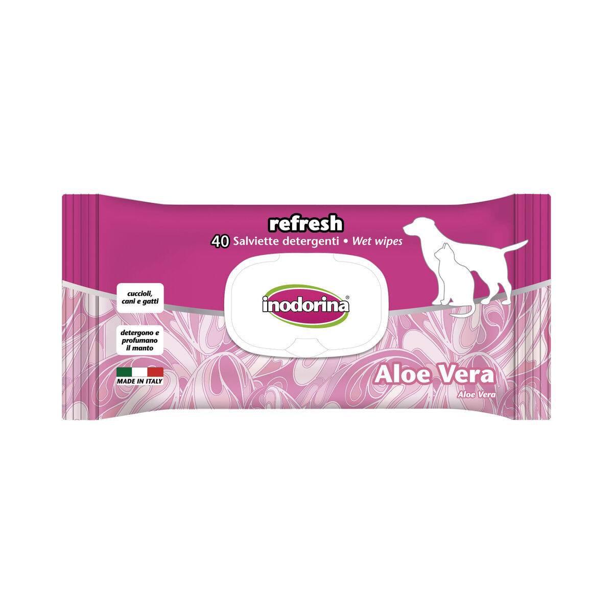 Våtservetter för husdjur Inodorina REFRESH Aloe Vera