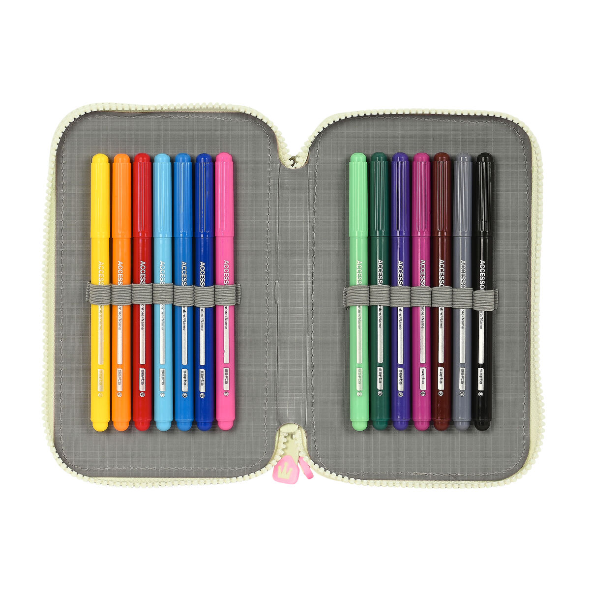 Pennfodral med tillbehör Glow Lab Magic flow Beige 12.5 x 19.5 x 4 cm (28 Delar) - 3