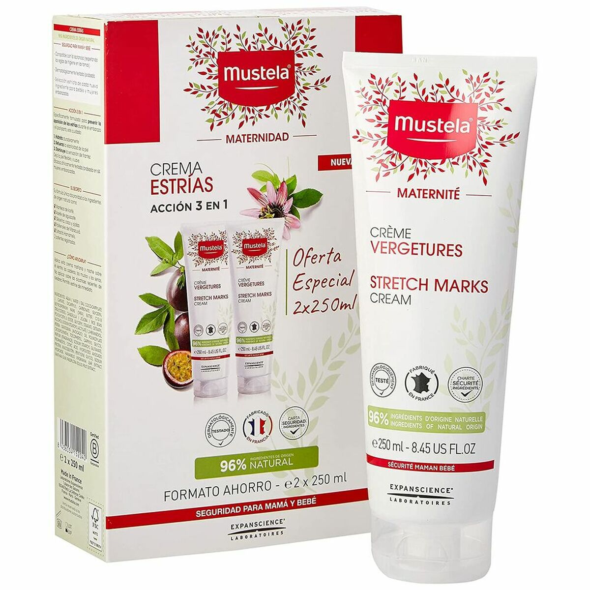 Kräm mot bristningar Mustela 48623 250 ml 3 i 1