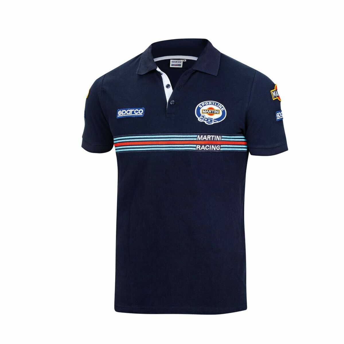 Polotröja kortärmad Herr Sparco Martini Racing Marinblå (Storlek M)