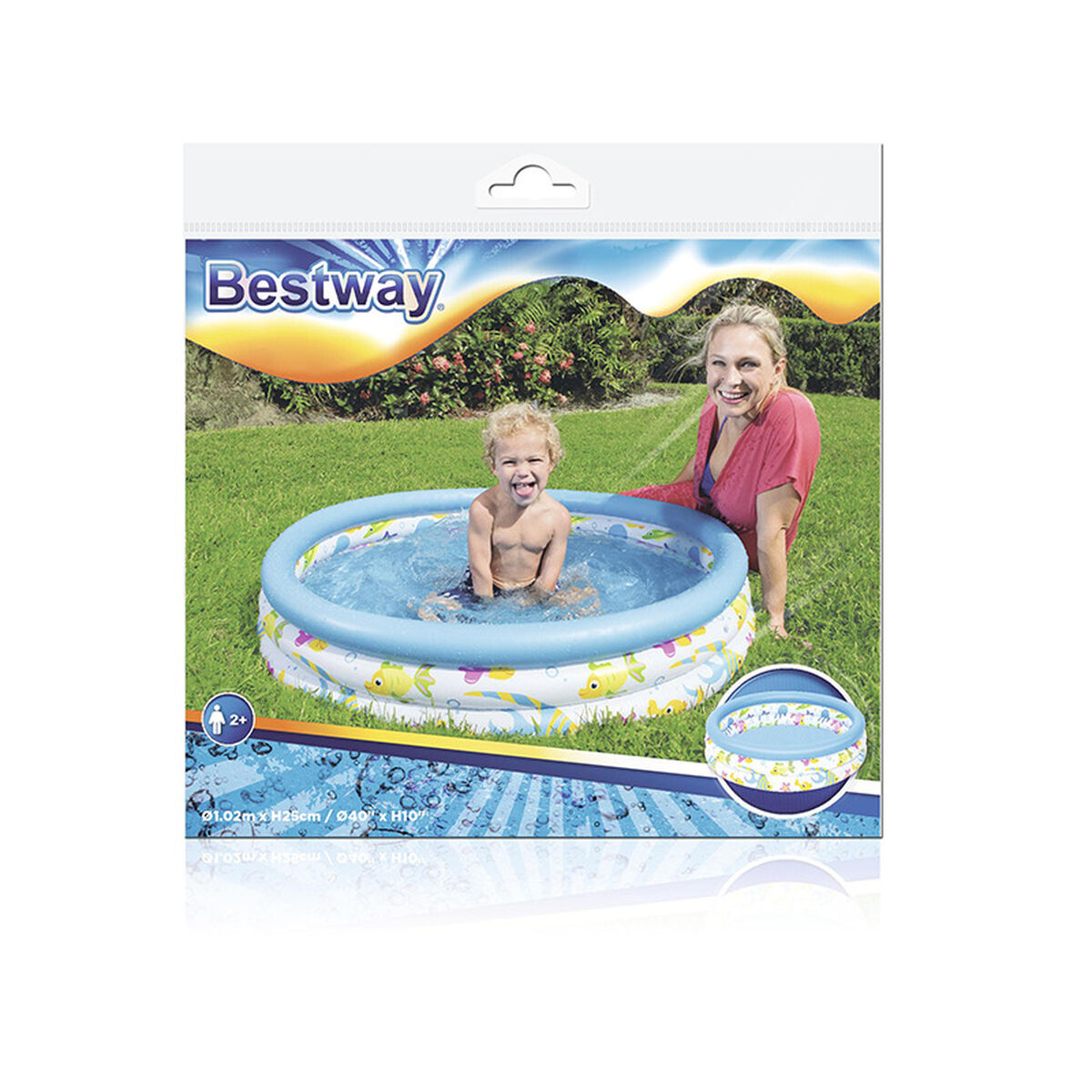 Bestway Uppblåsbar Barnpool 3 Ringar Coral 102x25 cm +2 År Trädgård 51008 - 2