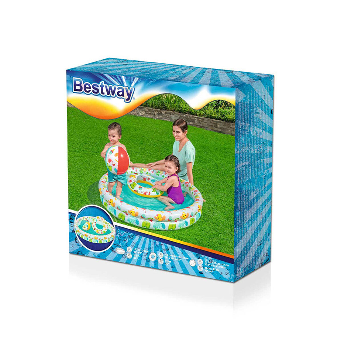 Bestway Uppblåsbar Barnpool 2 Ringar Set 122x20 cm +2 År Trädgård 51124 - 2