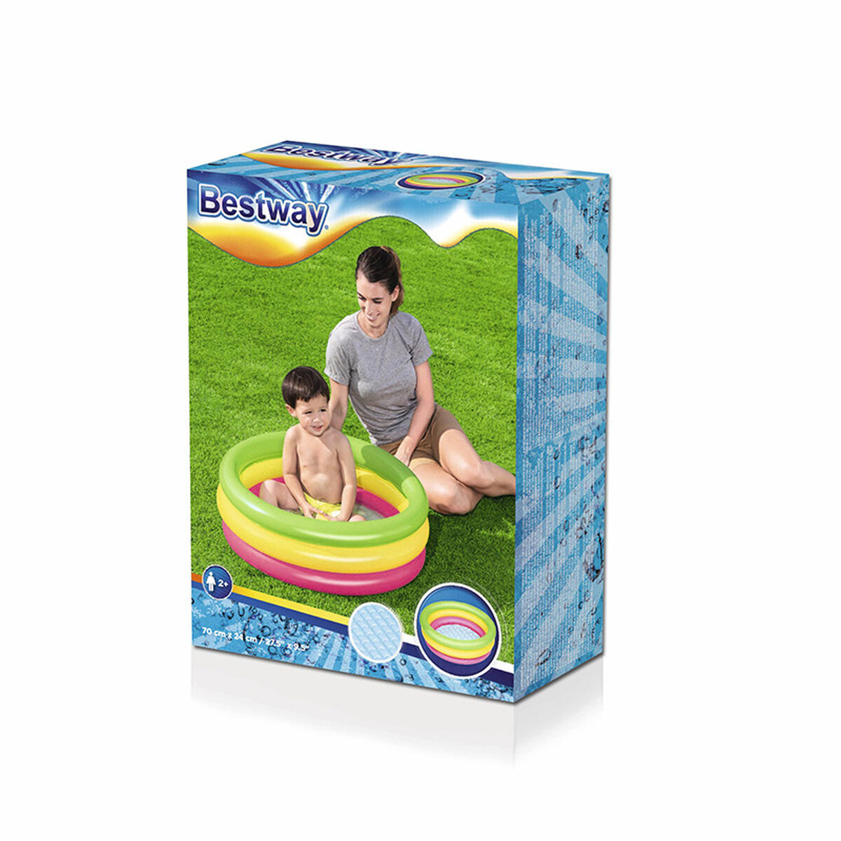 Bestway Uppblåsbar Barnbassäng 3 Ringar Mjuk Botten 70x24 cm +2 År Trädgård 51128 - 2