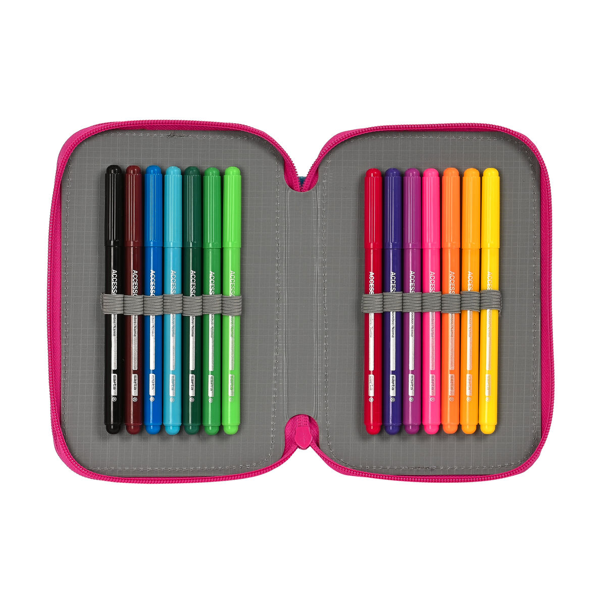 Dubbelt pennfodral Pinypon Blå Rosa 12.5 x 19.5 x 4 cm (28 Delar) - 2
