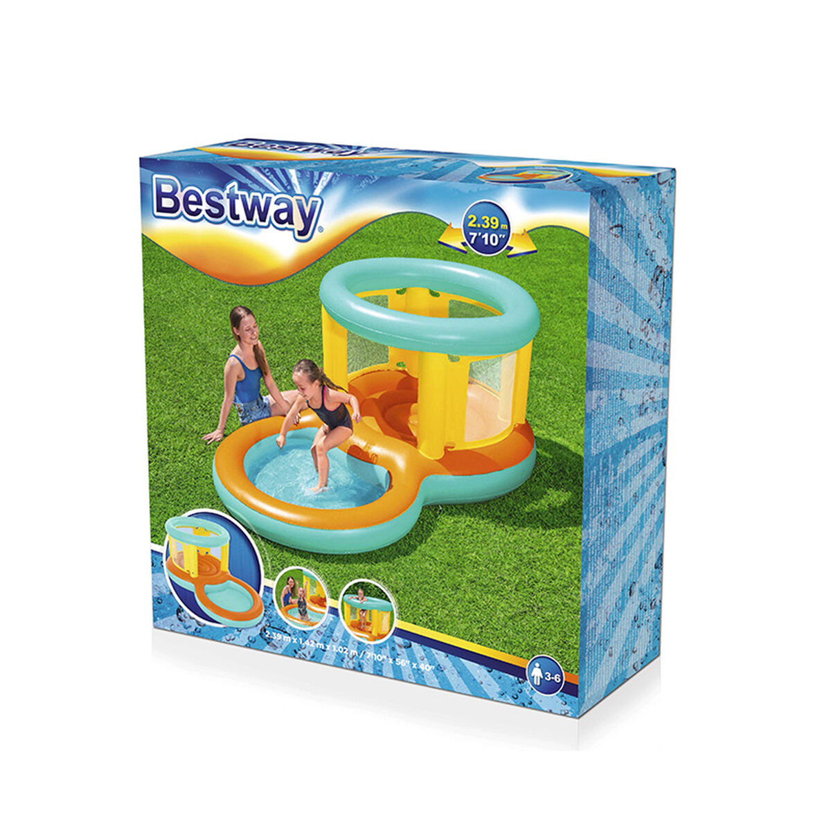 Bestway Uppblåsbar Pool Lekplats Hopper 239x142x102 cm +3 till 6 År Trädgård 52385 - 2