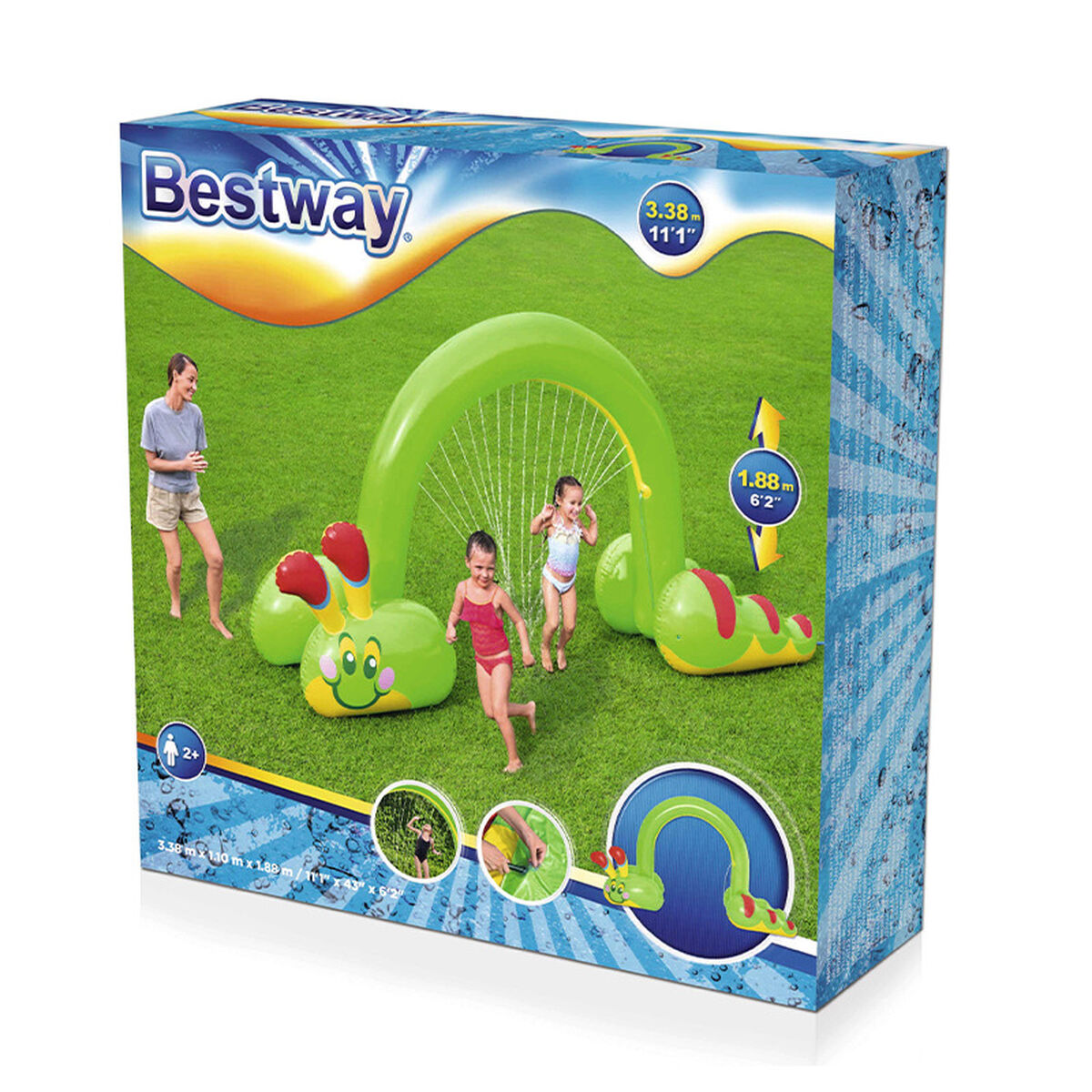 Bestway Jumbo Uppblåsbart Sprinkler Mask 338x110x188 cm +2 År Trädgård 52398 - 2