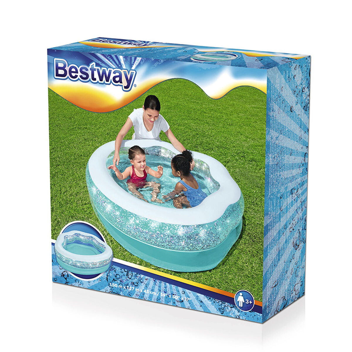 Bestway Uppblåsbar Barnpool Lysande 150x125x43 cm +3 År Trädgård 52489 - 2
