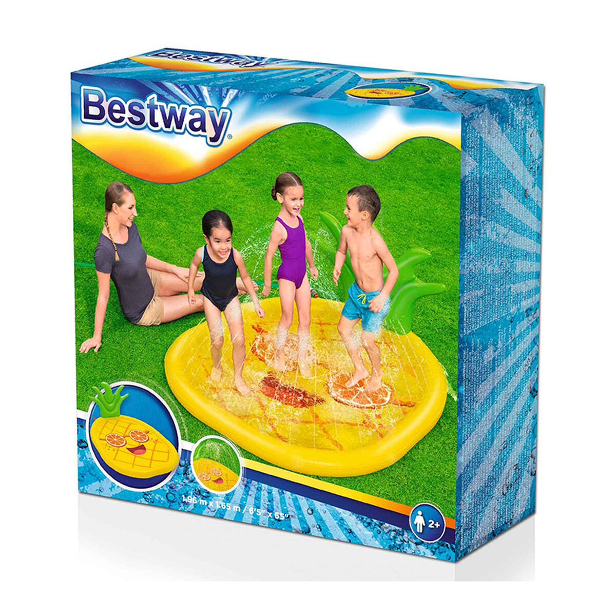 Bestway Sprinkler Uppblåsbar Ananasmadrass 196x165 cm +2 År Trädgård 52565 - 2