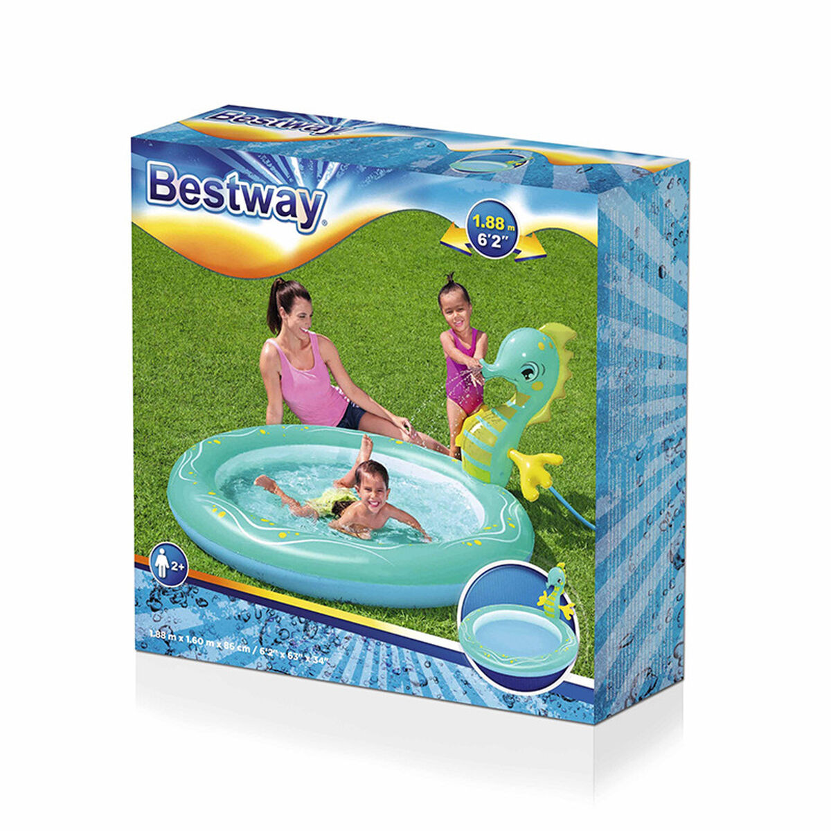 Bestway Uppblåsbar Barnpool Stråle Ponny 188x160x86 cm +2 År Trädgård 53114 - 2