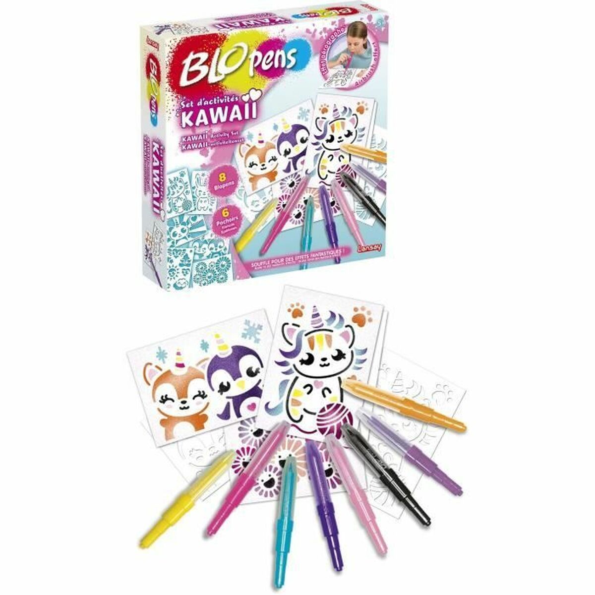 Aktivitetslåda för förgläggning Lansay BLOPENS KAWAII Multicolour