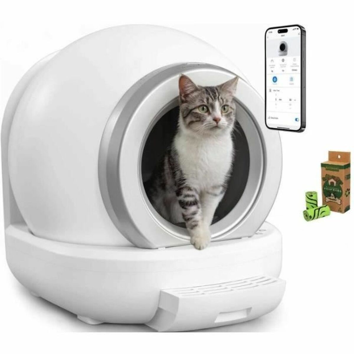 Kattlåda Vit Grå