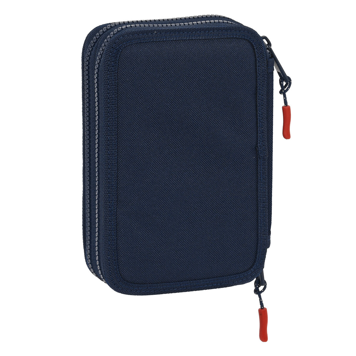 Dubbelt pennfodral Munich Flash Marinblå 12.5 x 19.5 x 4 cm (28 Delar) - 2