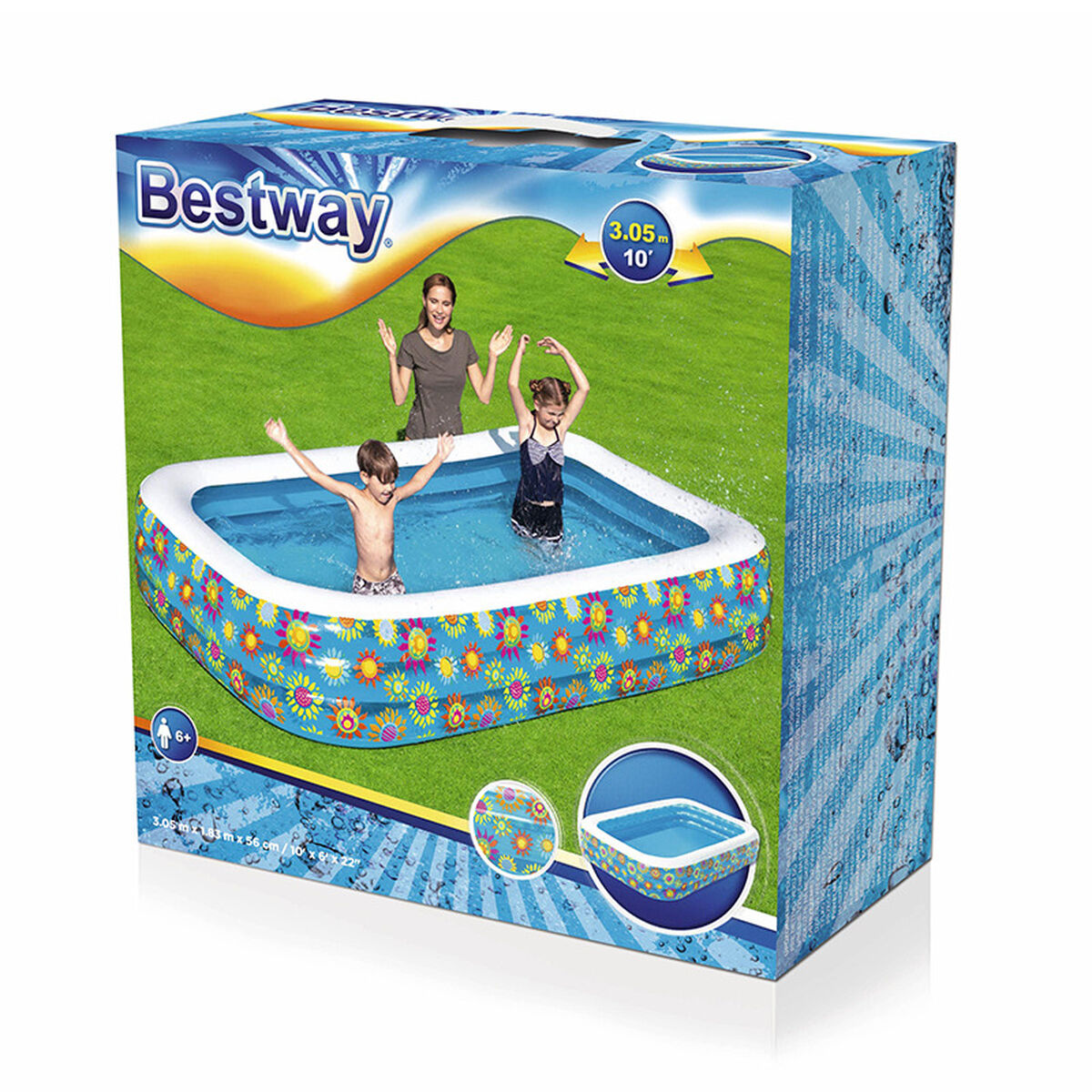 Bestway Uppblåsbar Barnpool Basket Spel 251x168x102 cm +3 År Trädgård 54122 - 2